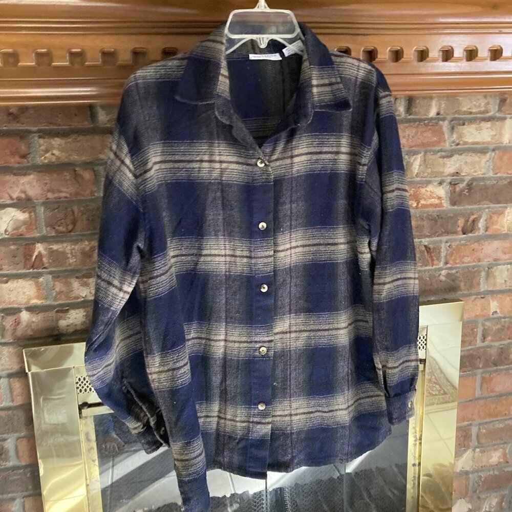 Whitefish Bay Blue Flannel Shirt Size Large